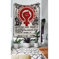 Frauentag März Gewebte Decke 1975 Vintage Ausstellung Wandteppich von TheCoolRuler