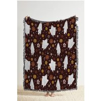 Groovy Ghost Gewebte Decke Retro Floral Halloween Dekor von TheCoolRuler