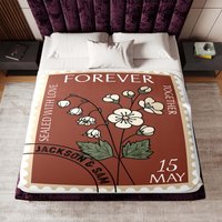 Individuelle Geburts-Blumen Stempel-Decke Vintage-Inspiriertes Personalisiertes Verlobungsgeschenk Für Paare, Mann Und Frau Oder Als Individuelle Geburts-Blumen Stempel-Decke Vintage-Inspiriertes Personalisiertes Verlobungsgeschenk Für Paare, Mann Und Frau Oder Als von TheCoolRuler
