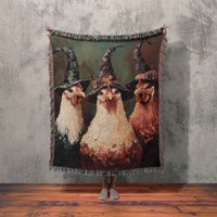 Lustige Hexenhut Hühner Decke Gemütliches Halloween-Dekor von TheCoolRuler