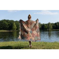 Patchwork Gewebte Baumwolldecke Boho Cottagecore Decor von TheCoolRuler