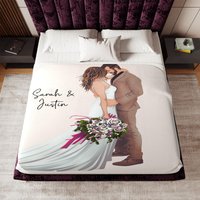 Personalisierte Hochzeits-Portrait-Decke Individuelles Paarkunstgeschenk von TheCoolRuler