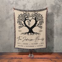 Personalisierte Stammbaum Werfen | Benutzerdefinierte Monogramm Decke Für Jubiläum Geschenk, Einzigartige Housewarming Andenken Namen Kranz von TheCoolRuler