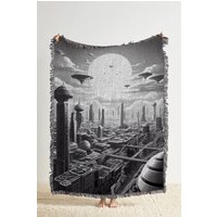 Ufo-Invasion Gewebte Decke Retro Fliegende Untertasse Gewebter Wandteppich, Sci-Fi-Kunst-Decke, Neuheit Fläche 51 Raumdekor, Seltsame Kuriositäten von TheCoolRuler