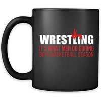 Lustige Wrestling Becher - Ist, Was Männer Tun, Während Jungen Basketball Saison 11 Oz Schwarze Keramik Einzigartige Geschenkidee von TheCoolSloth