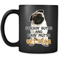 Tierarzt Tech Geschenke Becher Stickin' Kolben Und Fixin' Köter Tech-Becher - Krankenschwester Kaffeetasse Kaffee Tasse Schwarz | 11 Unzen von TheCoolSloth