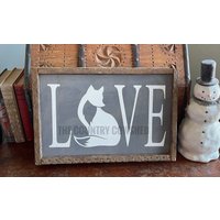 Love Fox Zeichen | Fuchs Holzschild Foxy Schild| Bauernhaus Schild Einweihungsgeschenk Scheune Liebhaber Tierkunst, Füchse Der von TheCountryCowshed