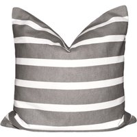 Mid Century Modern Kissen Grau Gestreiftes Dekokissen Grau-Weiß Siebdruck Outdoor von TheCowPelt