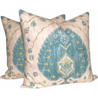 Turquoise Ikat Kissen Citrine Aztekenkissen Dekokissen von TheCowPelt