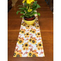 Sunflower Fall Reversible Tischläufer | Herbst/Herbst Gänseblümchen Sunflowertable Topperthanksgiving Kitcheb Abendessen Table Topper von TheCozyCabinGoods