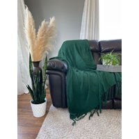 Waldgrüne Weiche Strickdecke, 100% Baumwolle, Wohnzimmerdecken, Gemütliches Dekor, Leichte Decke, Schlafzimmer, Winterdecken von TheCozyLifeCo