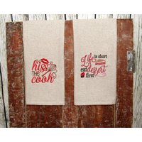 Besticktes Geschirrtuch Set Bäcker Geschenk, Küchenhandtuch Set von TheCraftLadyCo