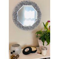 Silber Glam Spiegel, Oktagon, Wandbehang, Wanddeko, Wohndekor von TheCraftyCortRoom