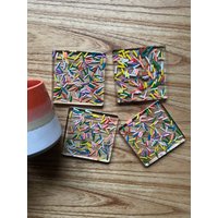 4Er Set Funfetti Resin Untersetzer von TheCraftyLilBetch