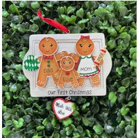 3 - Made With Love Lebkuchen Familie Ornament | Hand Personalisiert Keramik Familien Geschenk Weihnachtsverzierung Handgeschrieben Baum von TheCrazyOrnamentLady