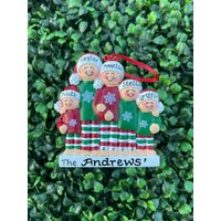 5 - Weihnachtspyjamas Ornament | Handschriftlich Keramik Weihnachtsverzierung Handgeschrieben Baumverzierung Enkel von TheCrazyOrnamentLady