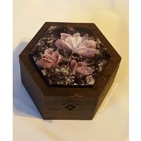 Handgemaltes Florales Untersetzer-Set Alkohol Tinte Kunst, Walnuss Box von TheCre8iveNook