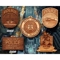 Nyc Dep Patch Ornament Aus Holz von TheCreativeEngraver