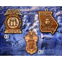 Personalisierte Hölzerne Georgia State Polizei Abzeichen Oder Schulter Patch Hängende Verzierung von TheCreativeEngraver
