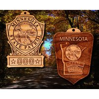 Personalisierte Hölzerne Minnesota State Patrol Abzeichen Oder Schulter Patch Ornament von TheCreativeEngraver