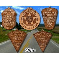 Personalisierte Hölzerne Ohio State Police Abzeichen Oder Schulter Patch Weihnachtsverzierung von TheCreativeEngraver