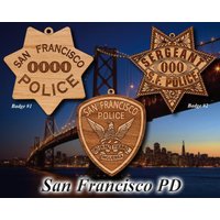 Personalisierte Hölzerne San Francisco Pd Abzeichen Oder Schulter Patch Hängende Verzierung von TheCreativeEngraver
