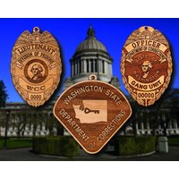 Personalisierte Hölzerne Washington State Doc Abzeichen Oder Schulter Patch Hängende Verzierung von TheCreativeEngraver