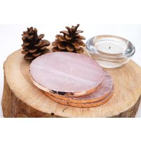Versandfertig Rosenquarz-Achat Rosegold Untersetzer | Rosa Brautparty Geschenke Wohnkultur Einweihungsgeschenk Unter 30 von TheCrushedCrystal