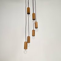 Seltene Mid Century Modern Holz Kaskaden Hängelampe/Deckenlampe Von Temde 70S Schweiz von TheCuriousCaseShop