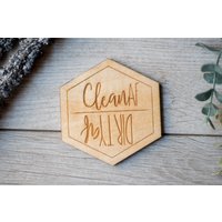 Lustiger Geschirrspüler Magnet Aus Holz Clean Af, Dirty Af von TheCustomNarwhal