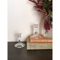 Vintage Glas Kerzenhalter Für Kegelkerze, Aus Glas von TheCutSilhouette
