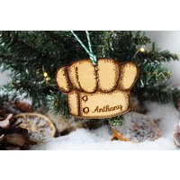 Personalisierter Koch Weihnachtsschmuck Kochhut Foodie Holz Lasergraviert Rustikaler Holzname Personalisiere Dekoration Irisch von TheDribblyYak