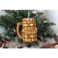 Personalisiertes Bier Weihnachtsornament Ale Deko Holz Lasergraviert Rustikal Name Personalisiert Dekoration Irisch von TheDribblyYak