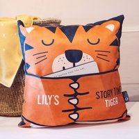 Personalisierte Story Time Tiger Kissen Mit Tasche | Ideales Geschenk Für Ein Kind Geburtstag, Lesegeschenk, Geschichtenzeit von TheDriftingBearCo