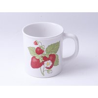 Erdbeere, Sommer, Blumen, Weiß, 3 1/2 ", Kaffeetasse, Nachrichtentasse, Keramiktasse, Teetasse, ~ 20-02-41 von TheEccentricEye