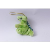 Grüner Drache, Beflockt, Hängend, Figur, Ornament, 9 cm, Hugger, Soft Grabber, Urlaub, Dekor, Vintage, Sammlerstück, ~ 20-27-945 von TheEccentricEye