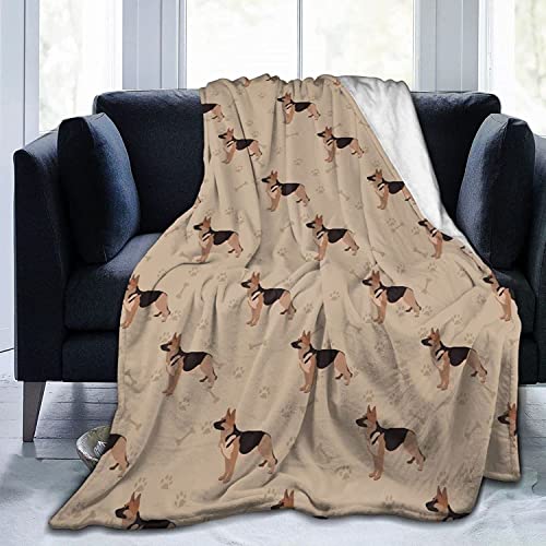 Decke mit Schäferhund-Fußabdrücken, warmes Flanell-Fleece, Plüsch, weich, Sofa-Überwurf, Decke als Bettdecke/Bettlaken, 125 x 150 cm von TheEcoWay