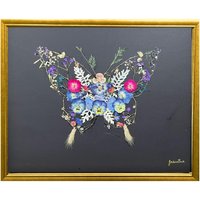 Schwarzer Schmetterling ~ Handgemachte Gepresste Blumen Kunst 16"x20" von TheEmpressHeartIII