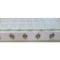 Partytisch Scape Mit 6 Servietten, Block Gedruckte Blumentischdecke, Elegante Tischdecke, Küche Esstisch Boho Décor, Baumwollstoff von TheFabricPoint