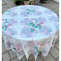 Vintage Karierte Floral Grüne Blätter Gitter Blatt Leinen Tischdecke 47 "' X 60 von TheFlamingoMeadow