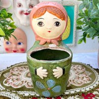 Vintage Mod Frau Lady Vanity Container Halter Retro Chalkware von TheFlamingoMeadow