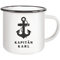 Personalisiert Kapitäns Tasse - Segler Geschenk Kapitän Uniform Bootszubehör Yacht Deko Segelschiff Motorboot Emaille | Schwarz von TheFreeTribeDE