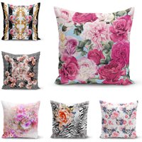Rosa Und Weiße Rosen-Kissenbezug, Dekorative Kissenbezug Mit Goldenen Motiven, Zebra-Hintergrund-Moderner Rosa Und Weiße Rosen-Kissenbezug, Dekorative Kissenbezug Mit Goldenen Motiven, Zebra-Hintergrund-Moderner von TheFutureHomeDesign