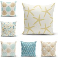 Sea Shell Nautical Kissenbezug, Marineblauer Seestern Algen Sealife Gartenparty Handgemacht von TheFutureHomeDesign