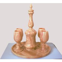 Atemberaubendes Seltenes Marmor Onyx-Tischset - Kunst Dekanter-Krug Mit Passendem Tablett Perfekte Größe Echtstein Mantel-Tisch Geschenk von TheGenieCoven