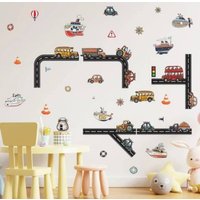 Wandaufkleber Transport Fahrzeug/Auto/Boot/Roter Bus/Wandtattoo Maritimes Thema/Kinder Schlafzimmer Möbel/Kinderzimmer Dekor/ von TheGifternator