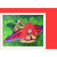 The Red Faerie Mini Kunstdruck von TheGlitterGremlin