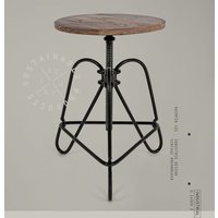 Hairpin 101 - Retro Industrie Design Drehstuhl Hocker Aus Metall Mit Holzsitz, in Rot Grün Und Schwarz, Die Geschenkidee von xcllntprdcts