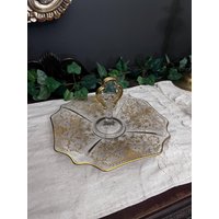 Etui Aus Kristallglas Und Goldenem Griff in Der Mitte von TheGreyHouseshop