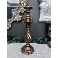 Großer Vintage Gold Verzierter Kerzenhalter von TheGreyHouseshop